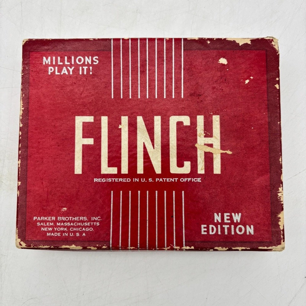VINTAGE Flinch Card Game COMPLETE Parker Brothers 1951 Classic Family Red Box